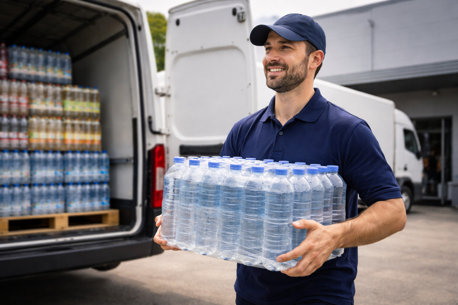 Flota samochodów przygotowana do realizacji dostaw.